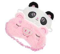 BIUDECO 2 pièces Masque Sommeil Doux Peluche pour Garçon Fille Cache Yeux Occultant Mignon Protège Yeux Confortable pour Bureau Voyage et Sieste