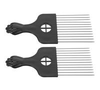 BIUDECO 2 pièces Peigne Afro Acier Inoxydable Accessoire Coiffure pour Cheveux Épais et Bouclés Peigne Large pour Hommes Démêlage Doux et Stylisation Précise