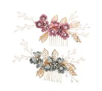 BIUDECO 2 Pièces Peigne de Mariage Floral et Accessoire Cheveux Mariée Fait Main Tête Élégant pour Demoiselles Honneur et de Mariage