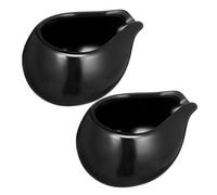 BIUDECO 2 pièces Pichet Céramique Noir pour Lait et Sauce Petite Tasse à Sucre et Sauce pour Mousse de Lait et Service à