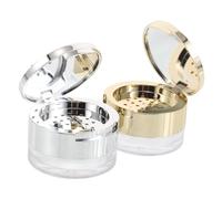 BIUDECO 2 pièces Portable Travel Powder Holder With Puff And Built-in Mirror Refillable Flip-top Face Powder Case Spillproof Cosmetic Containers In And