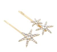BIUDECO 2 pièces Set de Pinces à Cheveux Étoile Strass Doré Accessoires Coiffure Élégants pour Femmes Barrette Décorative pour Mariage et Fêtes