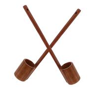 BIUDECO 2 Pièces Vintage Wooden Wine Ladle Long Handle Rustic Vinegar Oil Dipper Spoon For Kitchen Bar