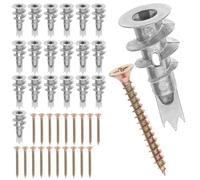 BIUDECO 20 Ensembles Chevilles Autoforeuses Spirales pour Plaques de Plâtre avec Vis Kit pour Fixations Murales Légères Installation Facile et Rapide pour Décorations et Étagères