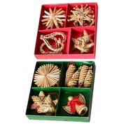 BIUDECO 23 Pièces Suspensions de Noël Paille de Blé Naturelle Ornements DIY Artisanaux pour Décoration Sapin Mur Porte et Cheminée et Facile à Installer Styles Variés