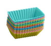 BIUDECO 24 pièces Moules à Gâteau Silicone Rectangulaires Caissettes Pâtisserie Réutilisables Résistantes à Haute Température Compatibles avec Four et Micro Ondes Couleur Aléatoire