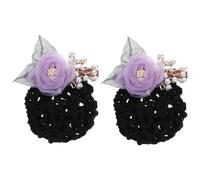 BIUDECO 2pièces Couvre-chignon Fleurs Filets à Chignon Élégants Pour Femmes Accessoires Pratiques Pour Et Hôtesses