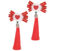 BIUDECO 2pièces Lot de Pinces à Cheveux à Pompons Forme de Cœur Barrettes Accessoires pour Cheveux Style Hanfu