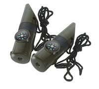 BIUDECO 2pièces Sifflet De Survie Multi-Fonction avec Compas Thermomètre Et Lampe LED De Sifflets Portables pour Activités De Plein Air Camping Et Randonnée