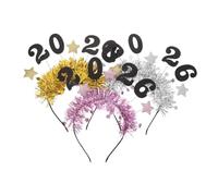BIUDECO 3 pièces Bandeaux Étoiles Nouvel An Accessoires de Fête Ajustables pour Femmes et Cerceaux à Paillettes pour Soirée de Réveillon et Noël