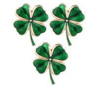 BIUDECO 3 Pièces Broche Trèfle à Quatre Feuilles Épingles en Alliage Vert, Légères et Élégantes Fermoir Sécurisé, Saint Patrick Événements Formels Féminins