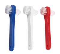 BIUDECO 3 Pièces Brosse à Dents pour Dentier de Brosse à Dents Adultes avec Poils Souples et Manche Épais pour Nettoyage des Prothèses Blanc Rouge Bleu