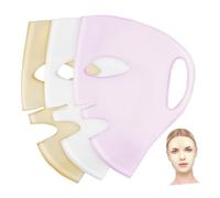 BIUDECO 3 Pièces Lot de Masques Silicone Réutilisables pour Soins Visage Couvre Masque Hydratant avec Doux et Adapté à Toutes Blanc Or Rose