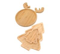 BIUDECO 3 Pièces Plateau Apéritif Noël Assiettes Sapin et Cerf Plateau Goûter Festif pour Fruits Snacks et Desserts