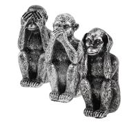 BIUDECO 3 pièces Set de Figurines Singes Résine Argentée Décoration Miniature Élégante pour Table ou Étagère Sculptures Animales Raffinées pour Intérieur Moderne