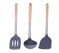 BIUDECO 3 pièces Set de Ustensiles de Cuisine Silicone Anti-rayures pour Poêles Comprenant Spatule Plate Louche et Spatule à Résistant Chaleur pour Maison et Restaurant
