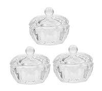 BIUDECO 3 pièces Tasse de Manucure avec Couvercle Récipient Verre Cristal pour Poudre Acrylique et Liquide Ongles Outil Nail Art Pratique pour Gel Acrylique et Entraînement des Mains
