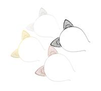 BIUDECO 4 Pièces Bandeau Oreilles de Chat Métallique Adorable pour Adulte et Garçon Fille Accessoire Cosplay et Ajustable pour Fête Halloween et Quotidien Noir Or Blanc
