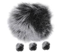 BIUDECO 4 pièces Bonnettes Vent pour Protection Extérieure Bonnet Fourrure Grise Noire Bruit et Souffle Compatible Multiples Micros Lapel