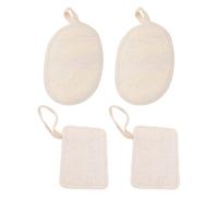 BIUDECO 4 Pièces Éponge Exfoliante en Luffa Naturelle Voyage, Légère Séchage Rapide, Accessoire pour Soins du Corps Visage