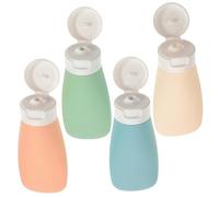 BIUDECO 4 pièces Lot Bouteilles Rechargeables avec Sac Portable Flacons Plastiques Réutilisables pour Voyage Cosmétiques et Lotions Stockage Pratique et Écologique