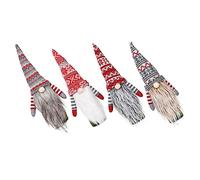BIUDECO 4 Pièces Lot de Housses de Bouteille de Noël Tricotées Décoratives avec Père Noël sans Visage et Barbe Longue Accessoires pour Décoration de Vin et Fête