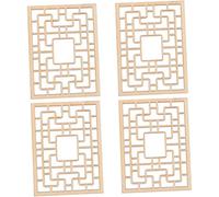 BIUDECO 4 pièces Miniature Fenêtre Bois Chinoise Non Peinte pour Maison de Poupée DIY avec Fenêtres Mobiles et Design Ajouré Accessoires de Décoration Micro-Paysage