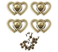 BIUDECO 4 pièces Serrure Métallique Tournante Forme de Coeur pour Porte-Documents Accessoires de Fermoir Robuste et Lot pour Bagages et Sacs à Bandoulière