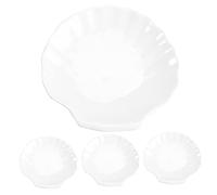 BIUDECO 4pcs Assiettes en Plastique Blanc de Coquillage Petit-déjeuner Cuisine, Vaisselle Réutilisable pour Bureau et Anniversaire