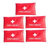 BIUDECO 5 pièces Mini Trousse de Secours Rouge Pochette Médicale Compacte et Résistante pour Activités Extérieures Voyage Randonnée et Urgence