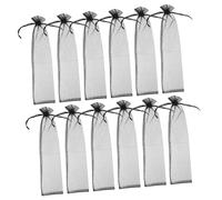 BIUDECO 50 Pièces Sachet Organza Maille Noir Lot de Pochettes avec Cordon de Serrage pour Rangement Protection des Éventails Pliants Multi Usage