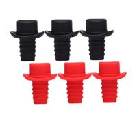 BIUDECO 6 pièces Bouchon de Bouteille Vin Silicone Réutilisable Rouge et Noir Joint Hermétique pour Conservation Du Vin Accessoire Bar et Cuisine Lot pour Fête et Usage Domestique