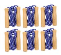 BIUDECO 6 Pièces Corde à Saut en Bois et Bambou, Corde D'endurance, Poignée Arrondie, Longueur Réglable, pour Garçon et Filles, Entraînement et Éducation Physique, Usage Couleur Aléatoire