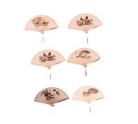 BIUDECO 6 Pièces Éventails Décoratifs En Décor Antique Mariage Ancien Ventilateur Pliable Petit Ventilateur à Main Éventails Pour Femmes Souvenirs De Style Traditionnel Chinois