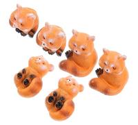 BIUDECO 6 pièces Lot de Mini Figurines Panda Roux Résine Décorations Mignonnes et Réalistes pour Bureau Maison Gâteau et Cadeau