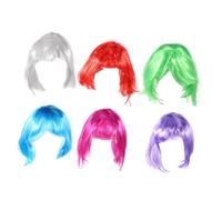 BIUDECO 6 pièces Perruques Synthétiques Bob Courtes Colorées pour Femme Accessoires Cosplay et Fête Cheveux Courts Confortables et Faciles à Porter