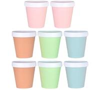 BIUDECO 8 Pots de Yaourt en Pp de 200ml avec Couvercle, Faciles à Utiliser et Portables, pour Masque Visage, Crème Glacée, Voyage ou Usage Domestique
