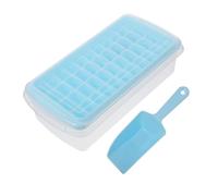 BIUDECO Bac à Glaçons avec Couvercle et Raclette Compartiments Anti-fuite pour Congélateur Moule à Glace Pratique et Non Adhérent pour Usage Domestique et Professionnel Bleu