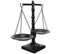 BIUDECO Balance en Métal Vintage Décorative Fonctionnelle Figurine Justice en Fer Noir Moyen Accessoire Bureau et Maison pour Rangement Bijoux Présent Avocat et Élève Droit