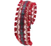 BIUDECO Bandeau Large Brodé Fleurs Rouge Profond en Tissu Souple Accessoire Cheveux Bohème pour Femmes et Filles Bandeau Décoratif Polyvalent pour Soins Visage et Sport