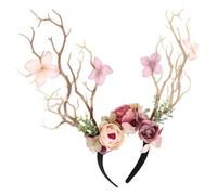 BIUDECO Bandeau Noël Cerf Antler Floral Créatif Accessoires Lutin Farceur Fête Hiver Cosplay Adulte