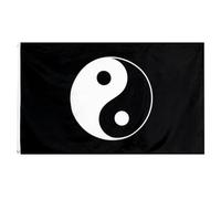 BIUDECO Bannière Suspendue Religieuse Yin Yang en Polyester Noir, Résistante la Décoloration, Décoration Pratique pour Patios et Temples