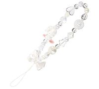 BIUDECO Beaded Phone Charm With Bunny Bowknot Lightweight Mobile Phone Lanyard Strap For Women And Drop And Lost Wrist Strap Compatible With Smartphones