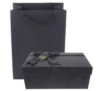 BIUDECO Boîte Cadeau Élégante Noire 2pcs Coffret Romantique avec Pochette pour Saint-Valentin Mariage Anniversaires et Occasions Spéciales