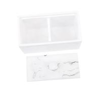 BIUDECO Boîte de Rangement Effet Marbre pour Démaquillants et Cure-Dents Petite Boîte Multifonctionnelle pour Accessoires Ménagers Étanche et Résistante à Usure Design Élégant Blanc pour
