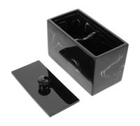 BIUDECO Boîte de Rangement Marbre pour -tiges et Maquillage Capacité Conteneur Cosmétique Polyvalent avec Couvercle pour Accessoires et Petits Objets Design Noir Élégant