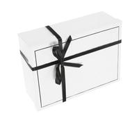 BIUDECO Boîte Pliable Blanche avec Nœud Boîte Cadeau Carton Décorative pour Shower Anniversaire Pendaison de Crémaillère Pliable Pratique