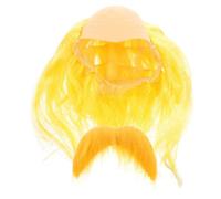 BIUDECO Bonnet Chauve pour Homme, Postiche de Déguisement pour Hommes, Jaune, Vinyle, Réaliste, avec Moustache, pour Fêtes D’halloween et Soirées Costumées