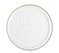 BIUDECO Bord Doré Assiette en Verre, Style Européen pour Dîner | Texture Martelée Japonaise, Verre sans Plomb, Table de Café, Présentation Élégante, Spaghetti et Apéritifs