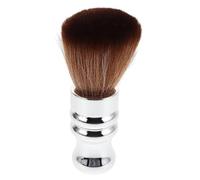 BIUDECO Brosse à Cheveux Professionnelle pour Coiffeur Plumeau à Poils Doux Marron Manche Long Électrolytique Argenté Accessoire Essentiel pour Salon de Coiffure et Barbier Nettoyage